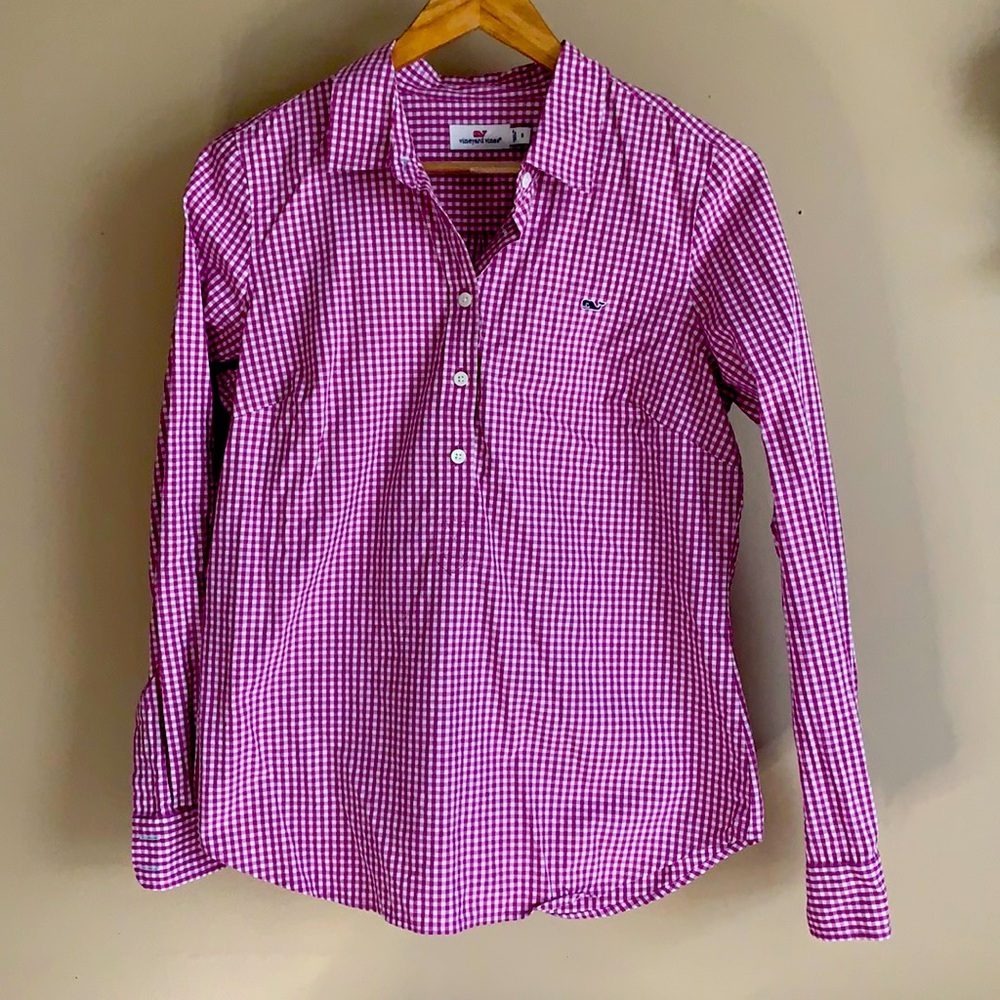 Ladies Vineyards Vines long sleeve 3/4 button up